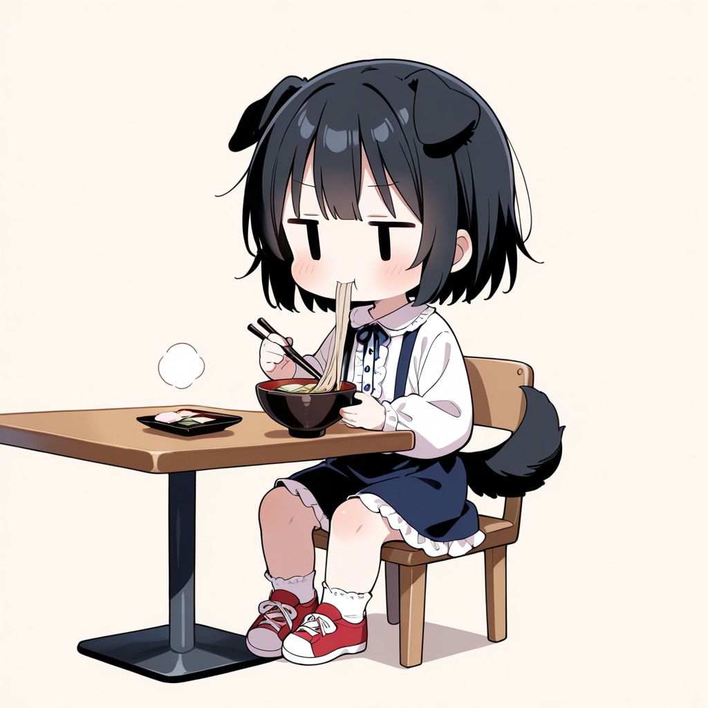 わんこ、蕎麦を食べる