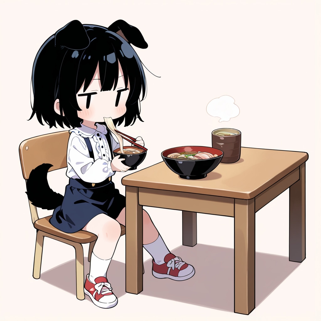 わんこ、蕎麦を食べる