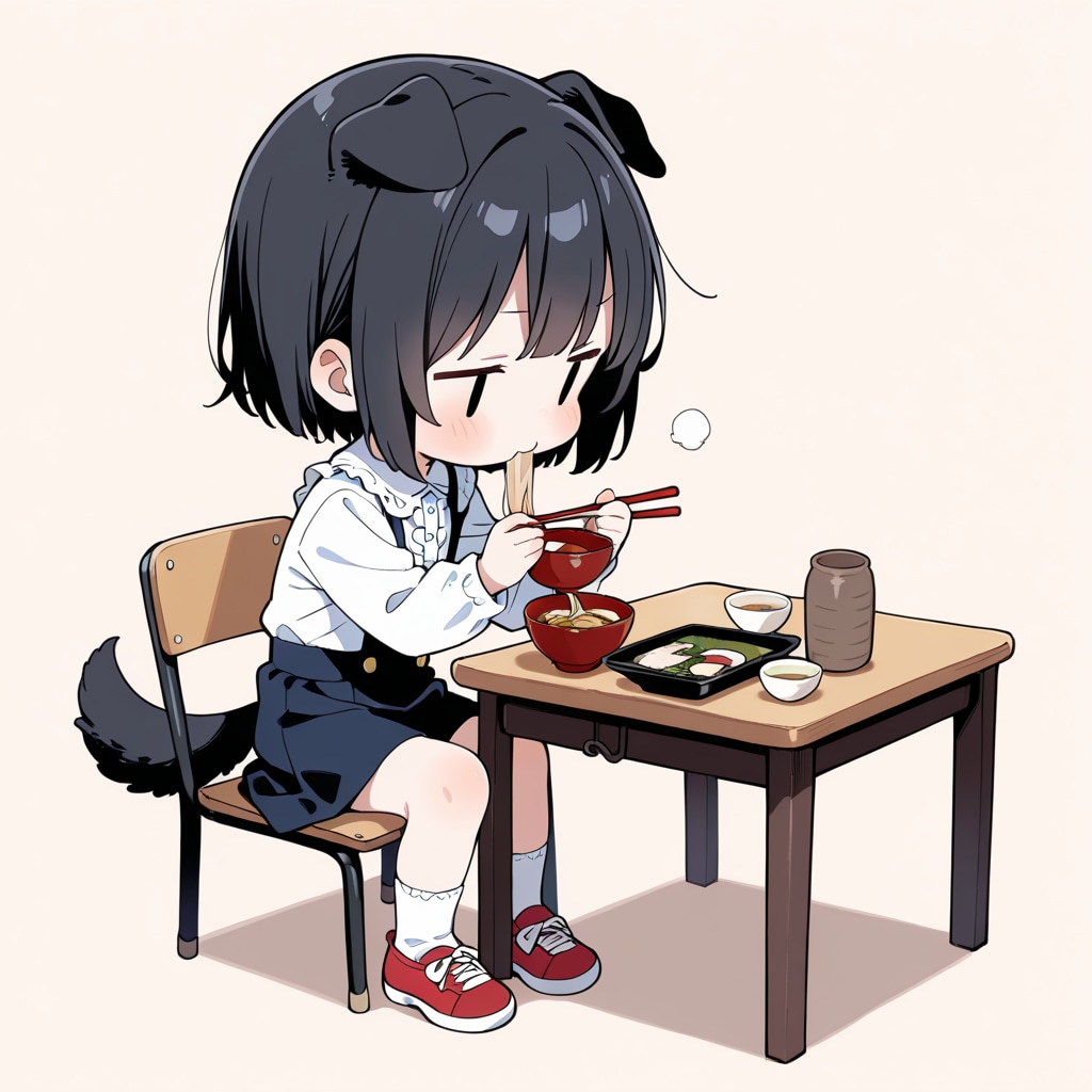 わんこ、蕎麦を食べる