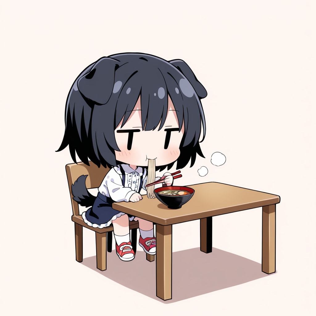 わんこ、蕎麦を食べる