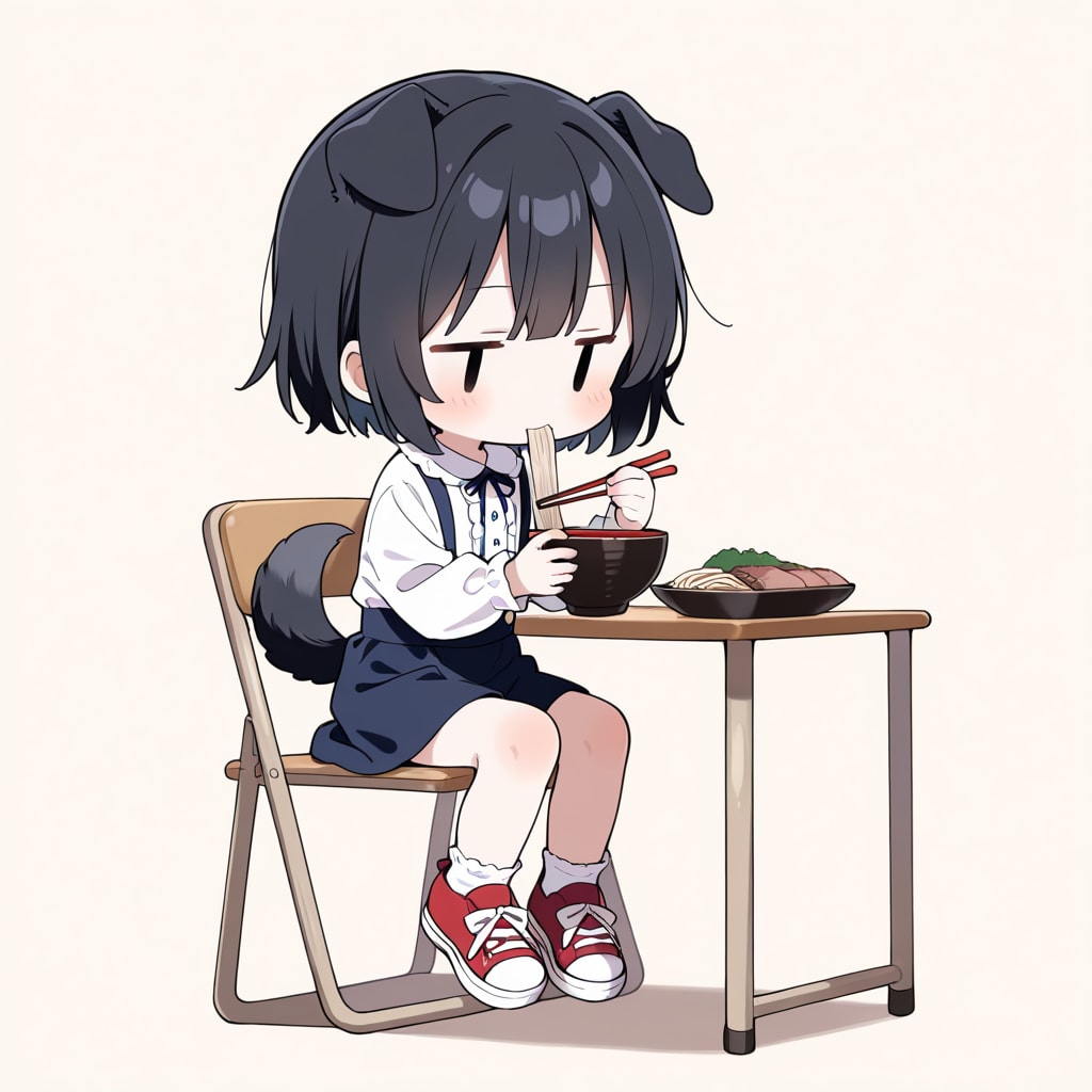 わんこ、蕎麦を食べる