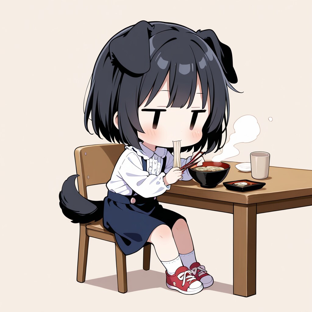 わんこ、蕎麦を食べる