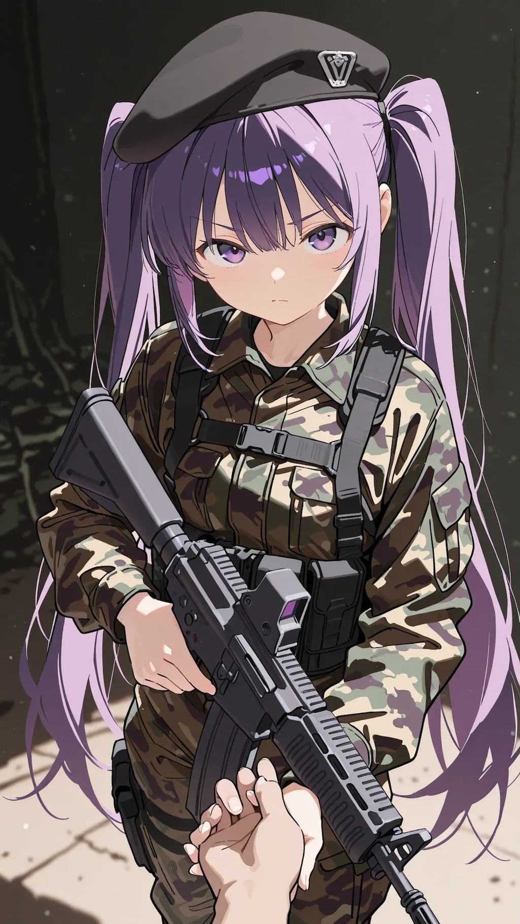 紫ツインテミリタリ少女