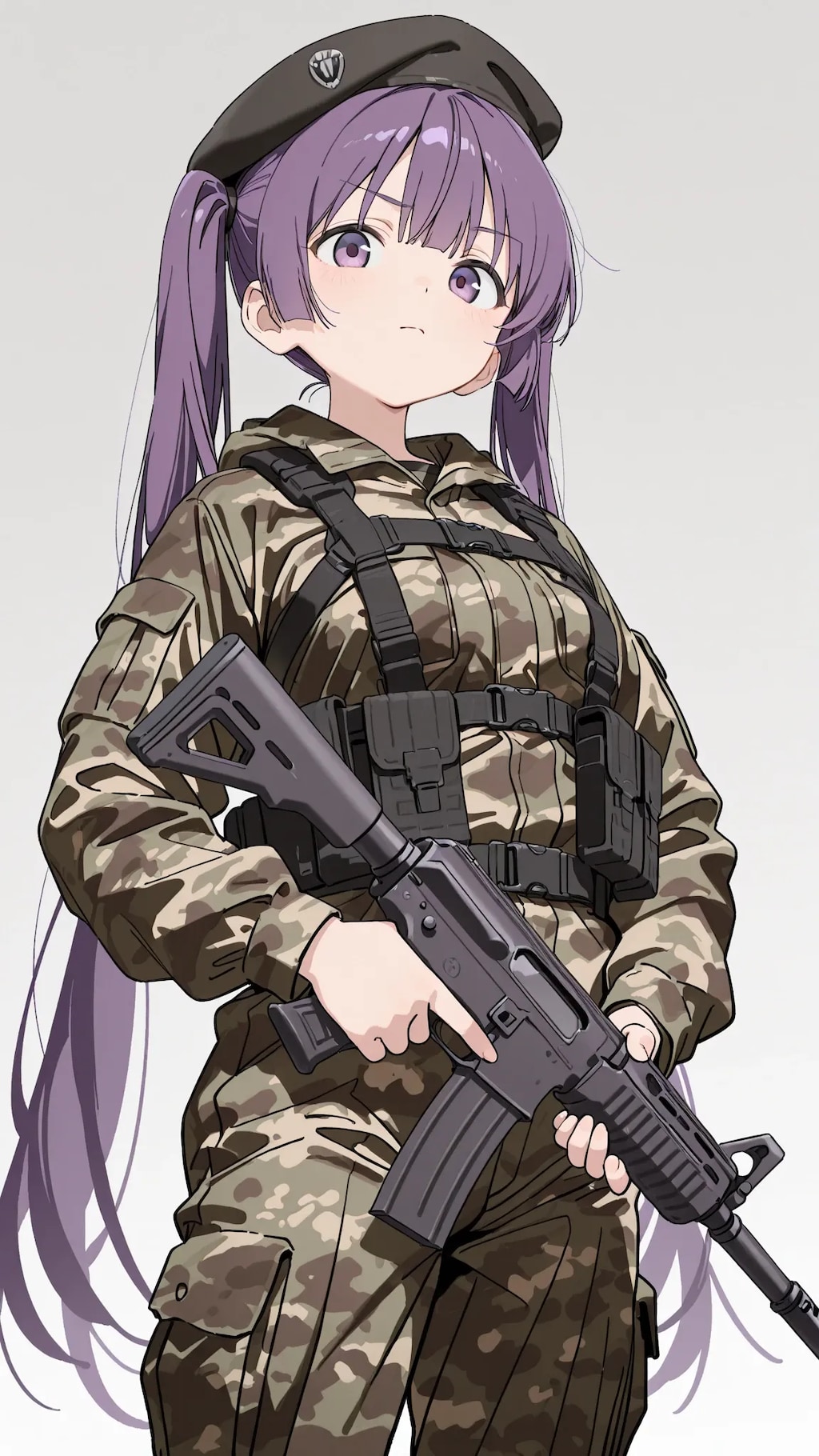 紫ツインテミリタリ少女