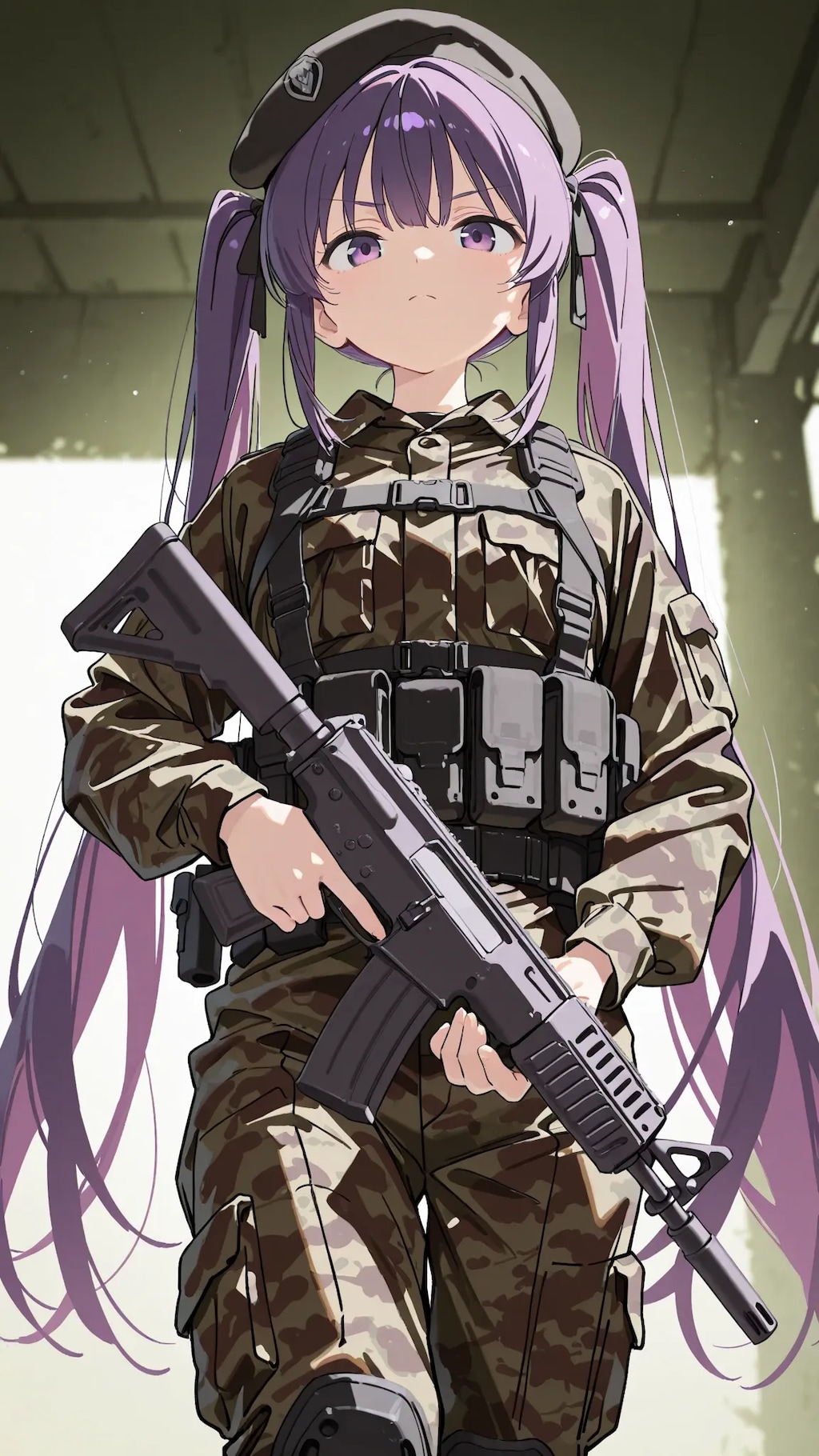 紫ツインテミリタリ少女