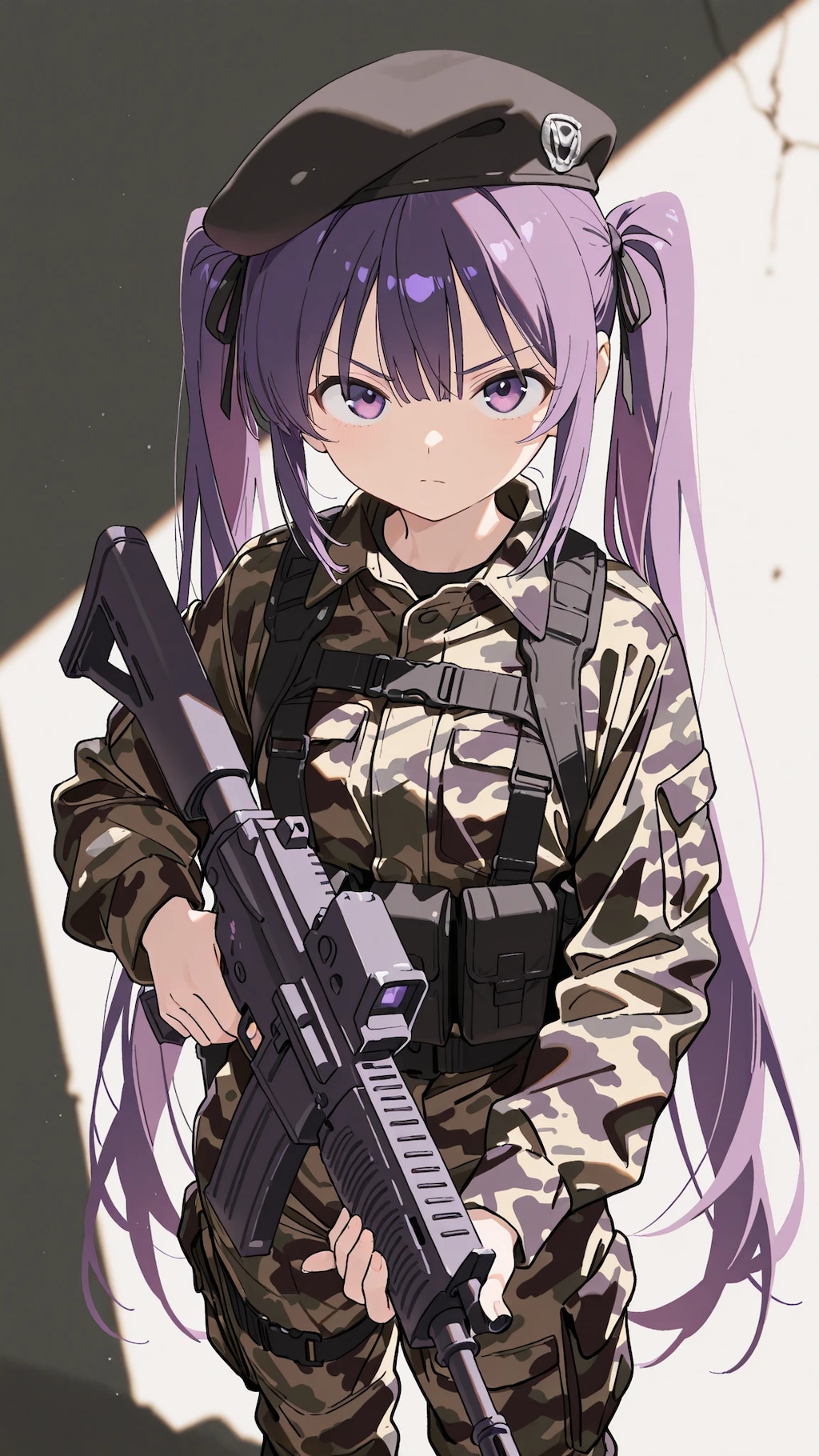 紫ツインテミリタリ少女