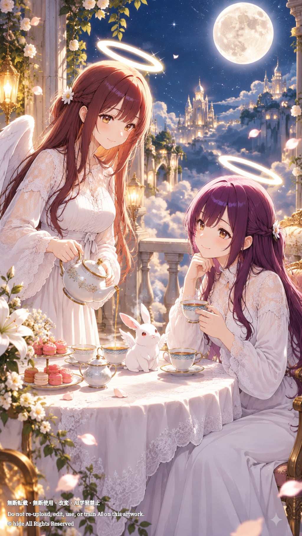 ガブリエルさんとウリエルさん、月明かりのお茶会