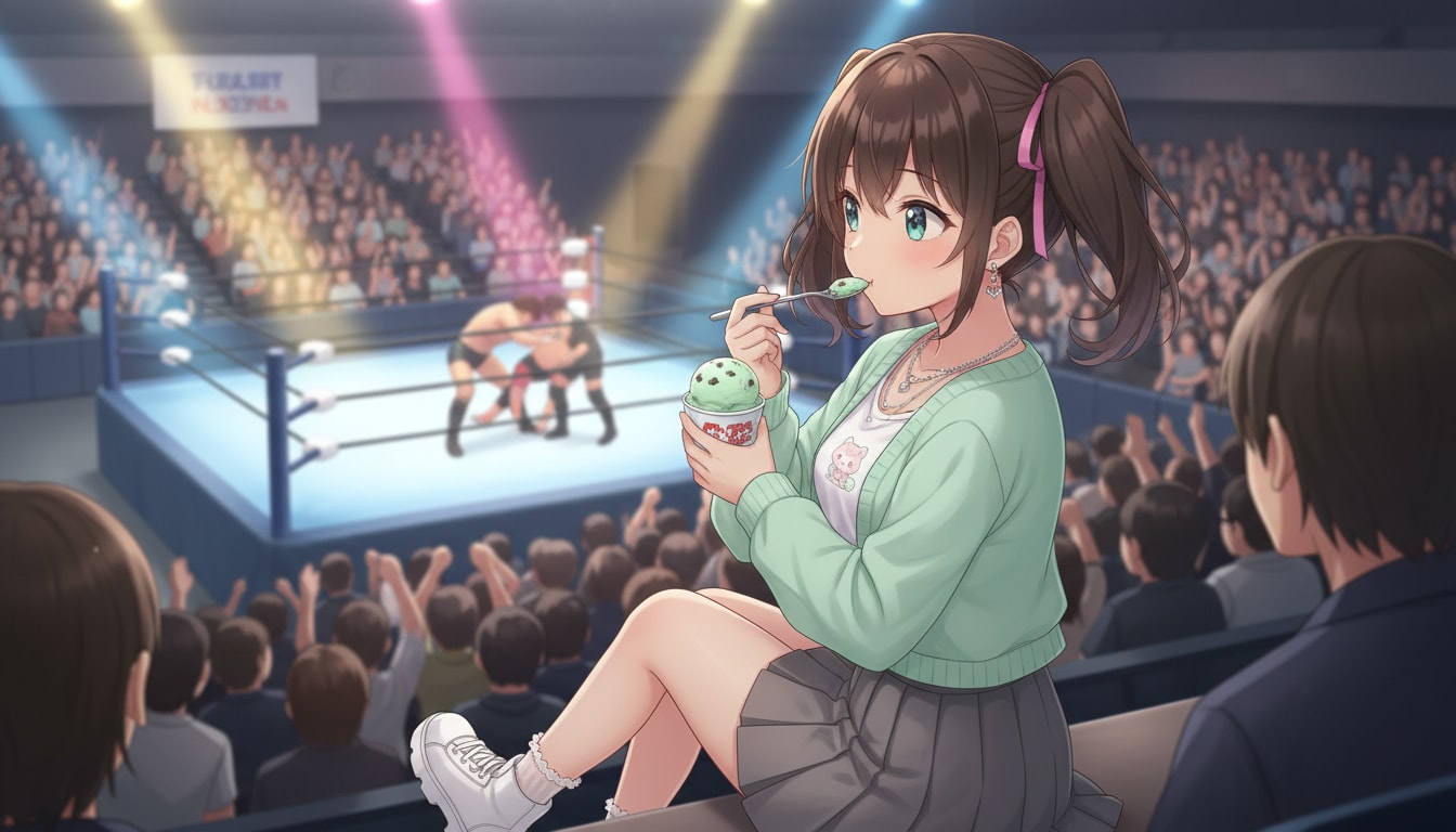 試合そっちのけでチョコミントアイスを食べる | の人気AIイラスト・グラビア