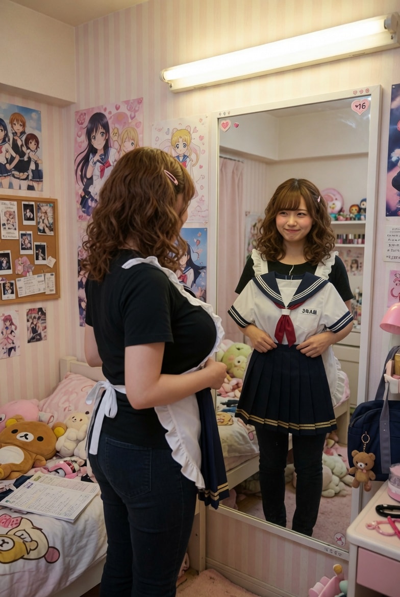 まさか娘の制服は、さすがに胸もお尻も入らなそうだし着ちゃうとか……ないわよねぇ。