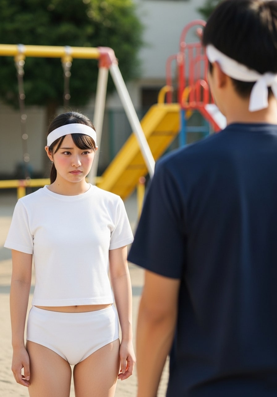 借り物競走⑥　白組麻里ちゃん　「うそ…貸したブルマ落としたの…」