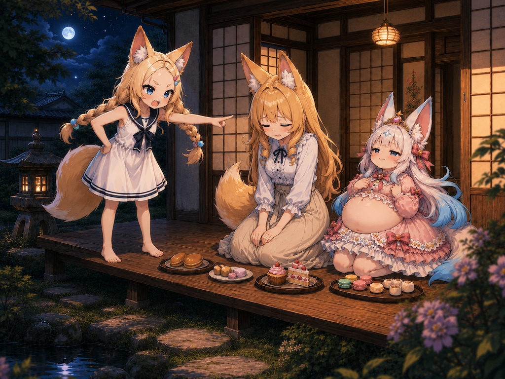 スタンドにおやつを食べさせるケモミミゆるふわおねえさん