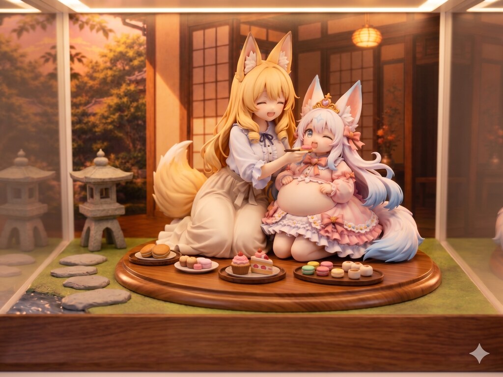 スタンドにおやつを食べさせるケモミミゆるふわおねえさん