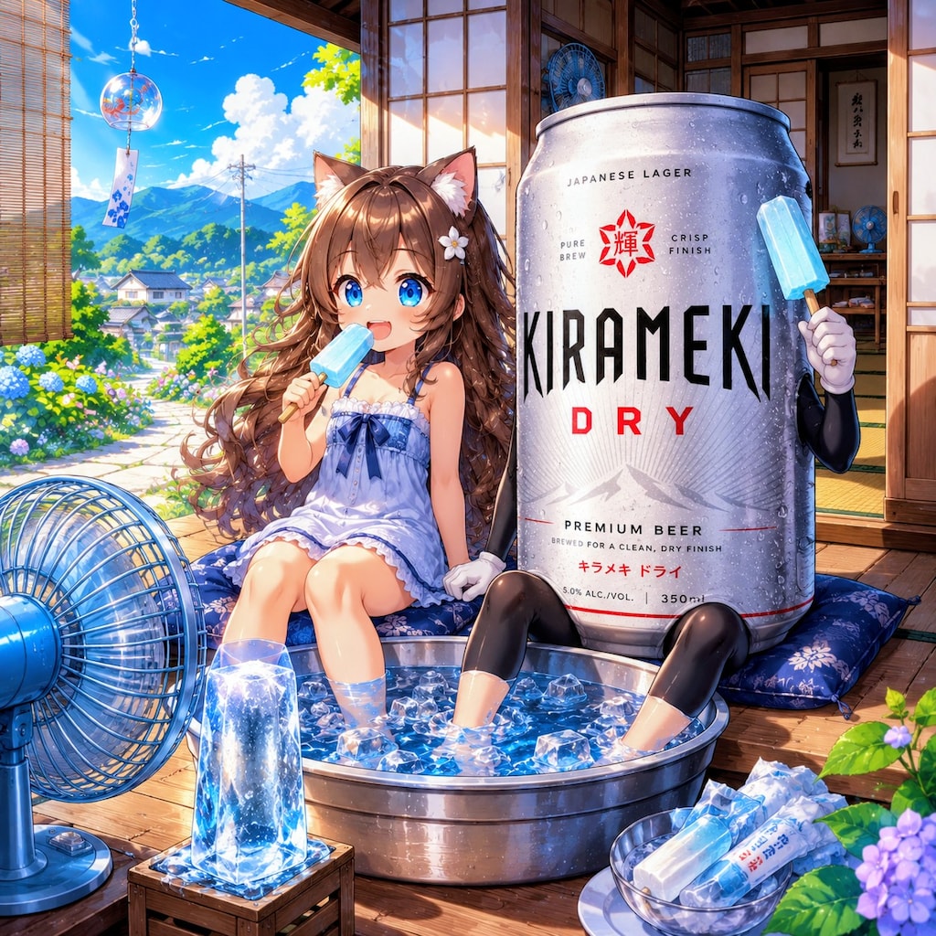 縁側で涼む小さな女の子