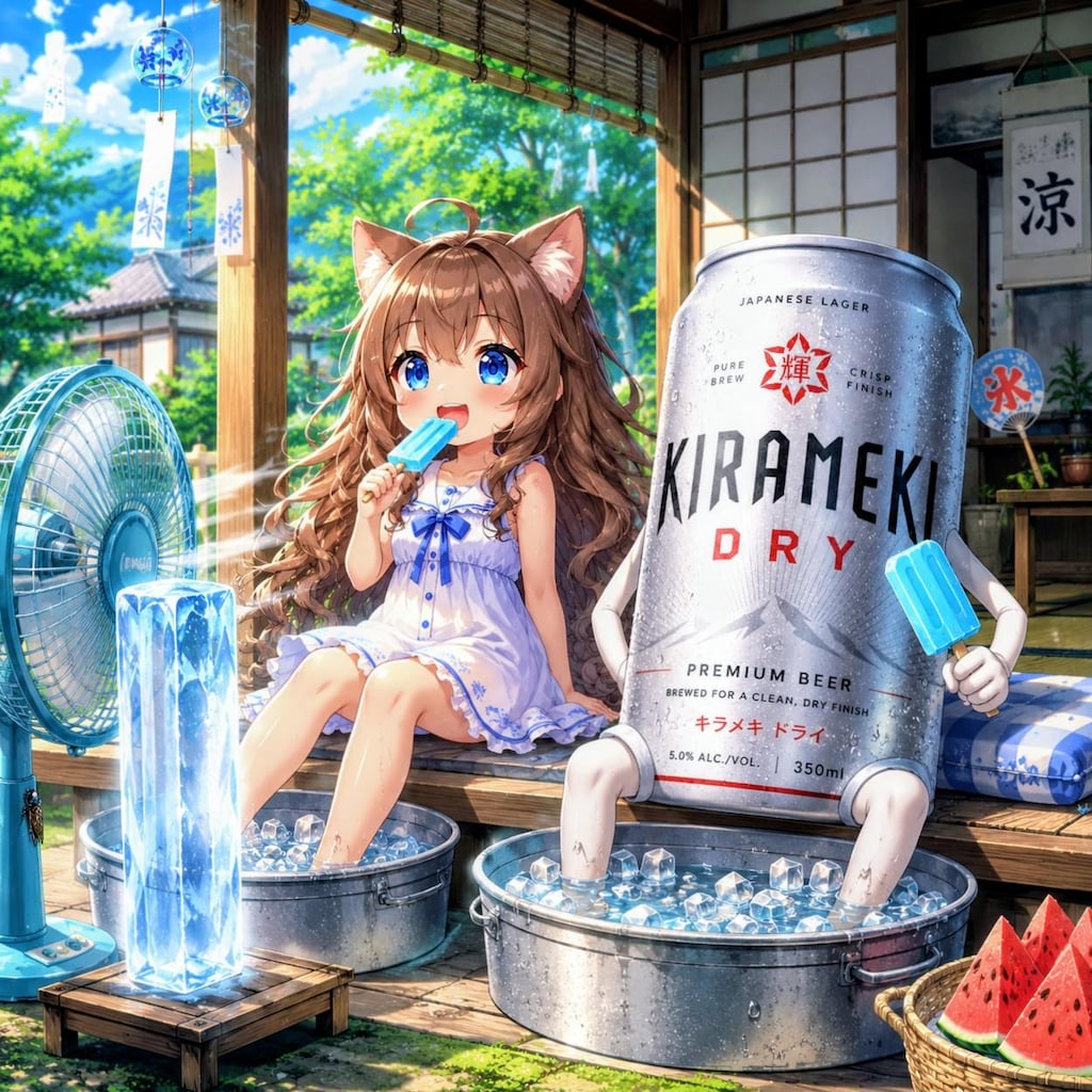 縁側で涼む小さな女の子