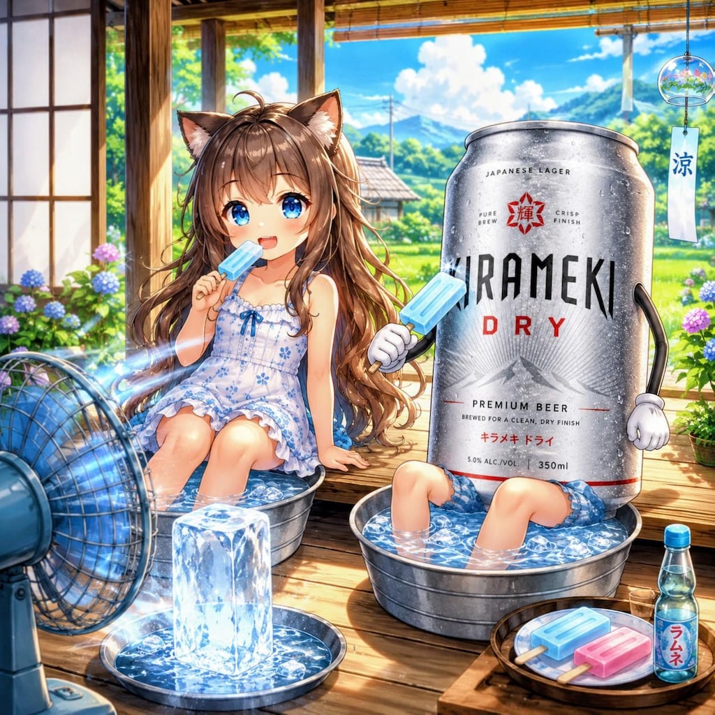 縁側で涼む小さな女の子