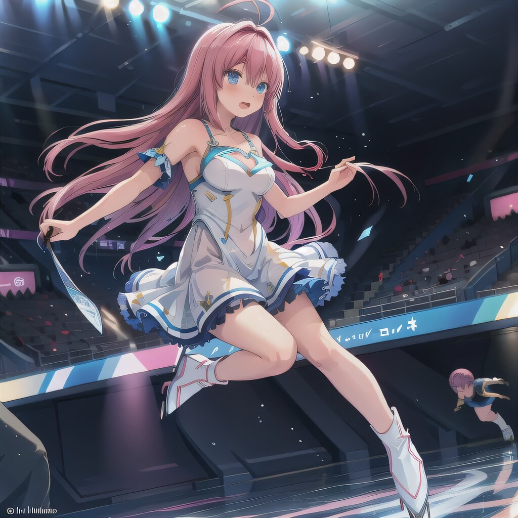 ピンク髪ロングでフィギュアの少女