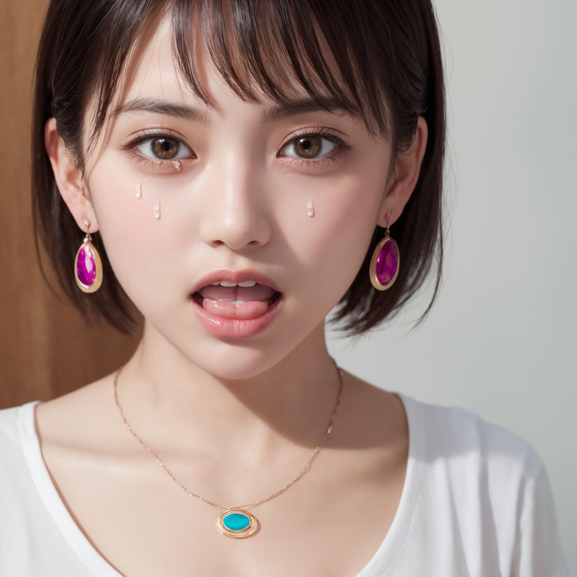怒り泣きをしている１６歳の美少女のポートレート