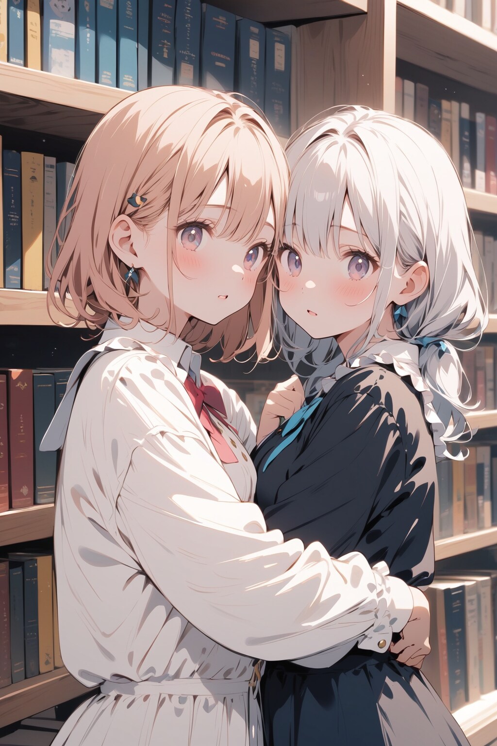 図書館でハグ😆