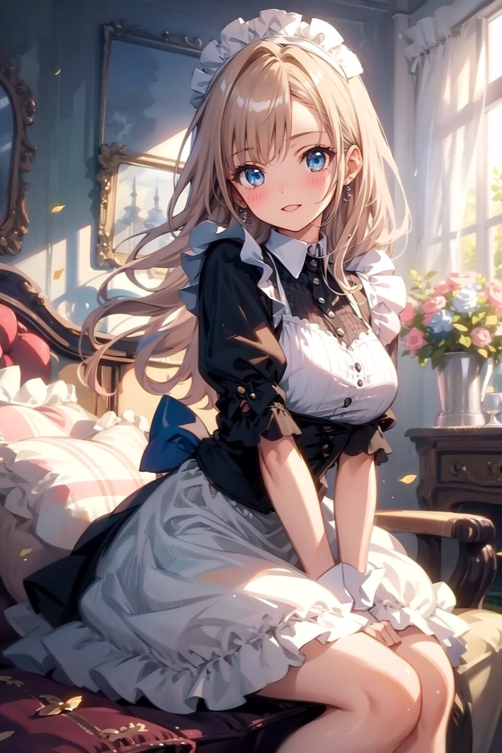 ロングヘアの美少女メイド