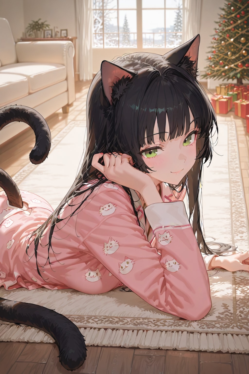 冬休みだから・・・パジャマでごめんね♡ | の人気AIイラスト・グラビア