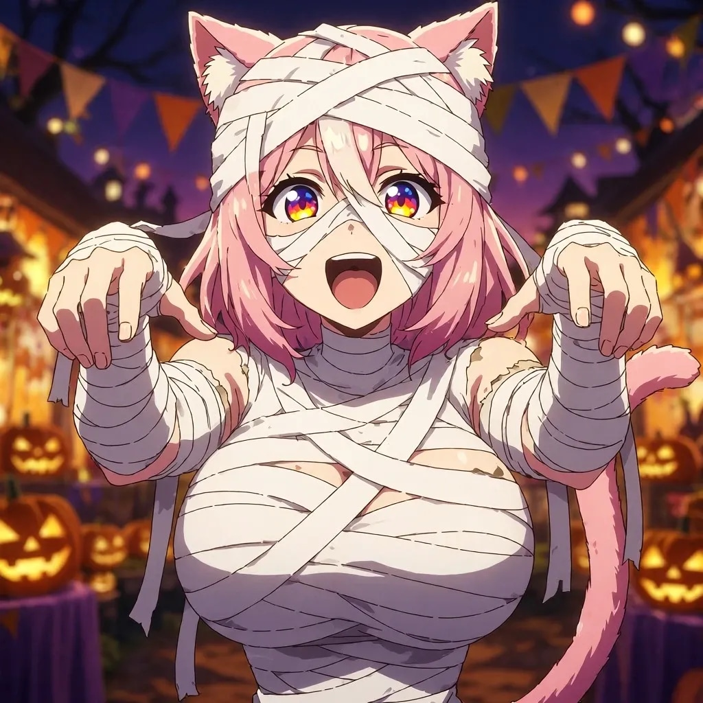 ミイラコスプレの猫耳さん