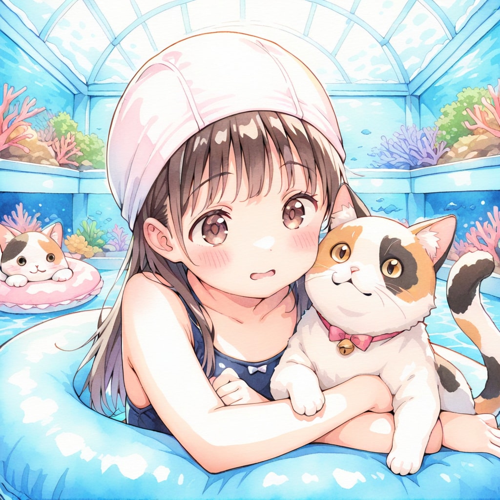 水族館で水着