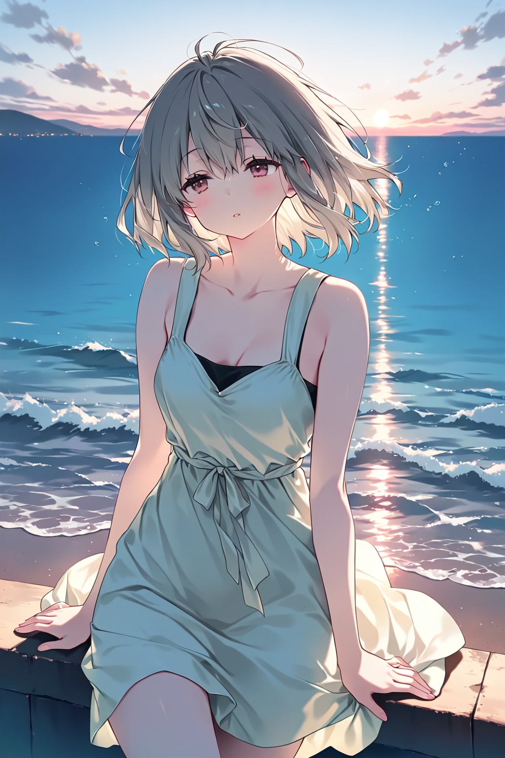 夜明けになりきれない波