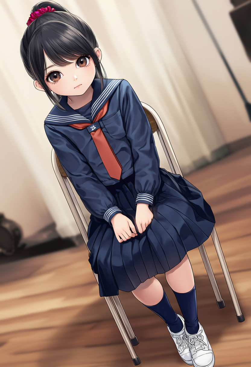 学校制服とポニーテール
