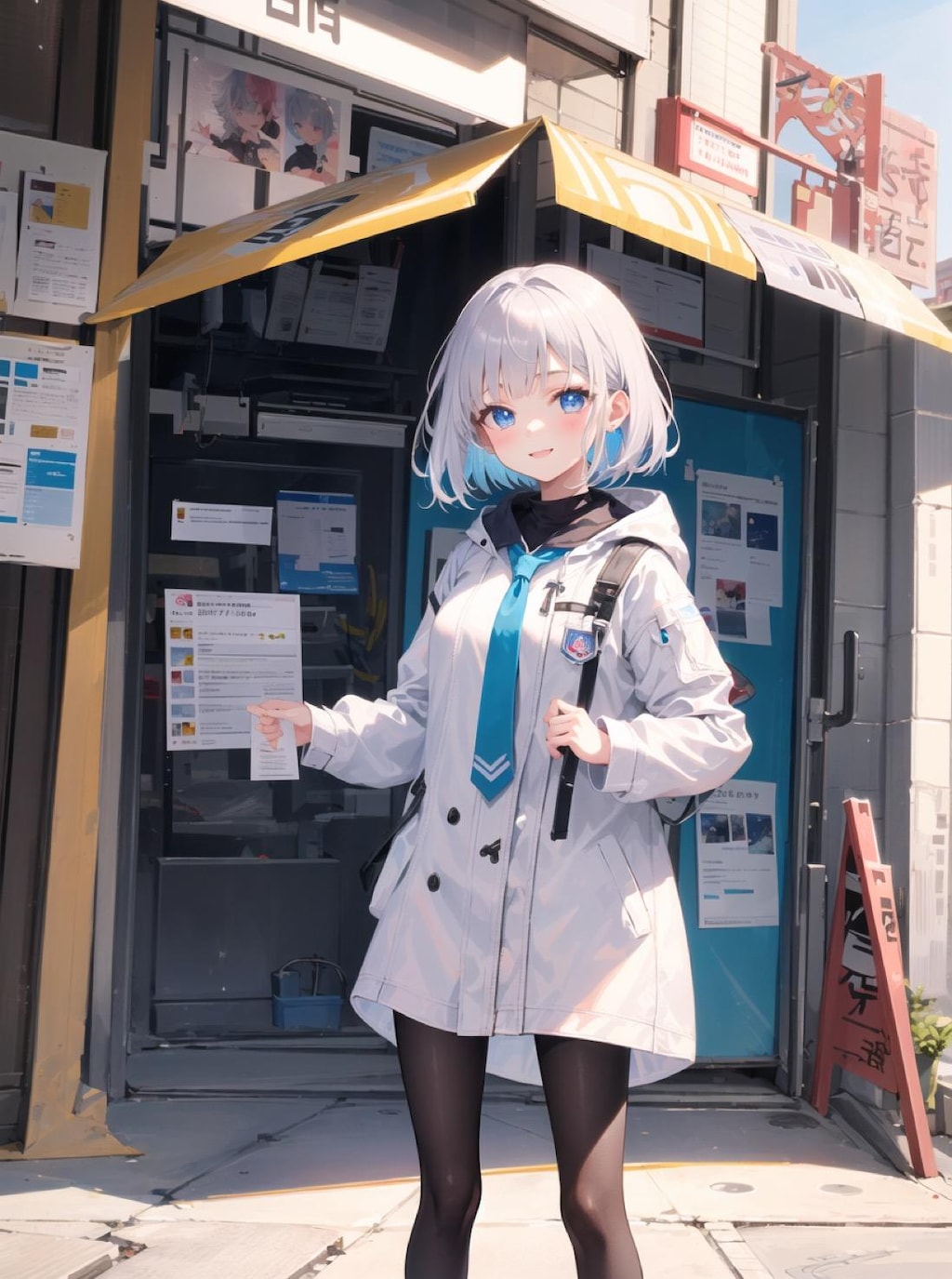 コートとネクタイと銀髪ボブカットちゃん