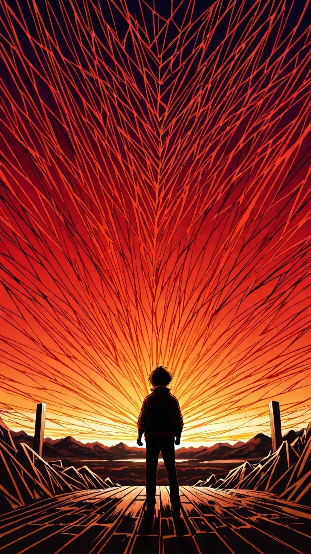 裂けた光の向こうに、 まだ誰も知らない世界がある。 小さな足音が、 巨影の沈黙を揺らす。