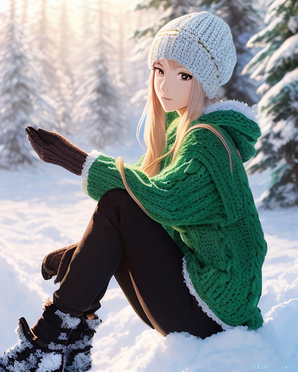 さまざまなスタイルと環境のニット帽の女の子( a test of wildcard)