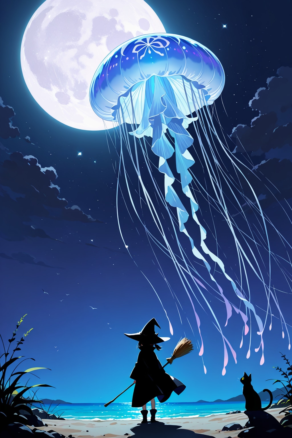 月明かりの魔女と黒猫
