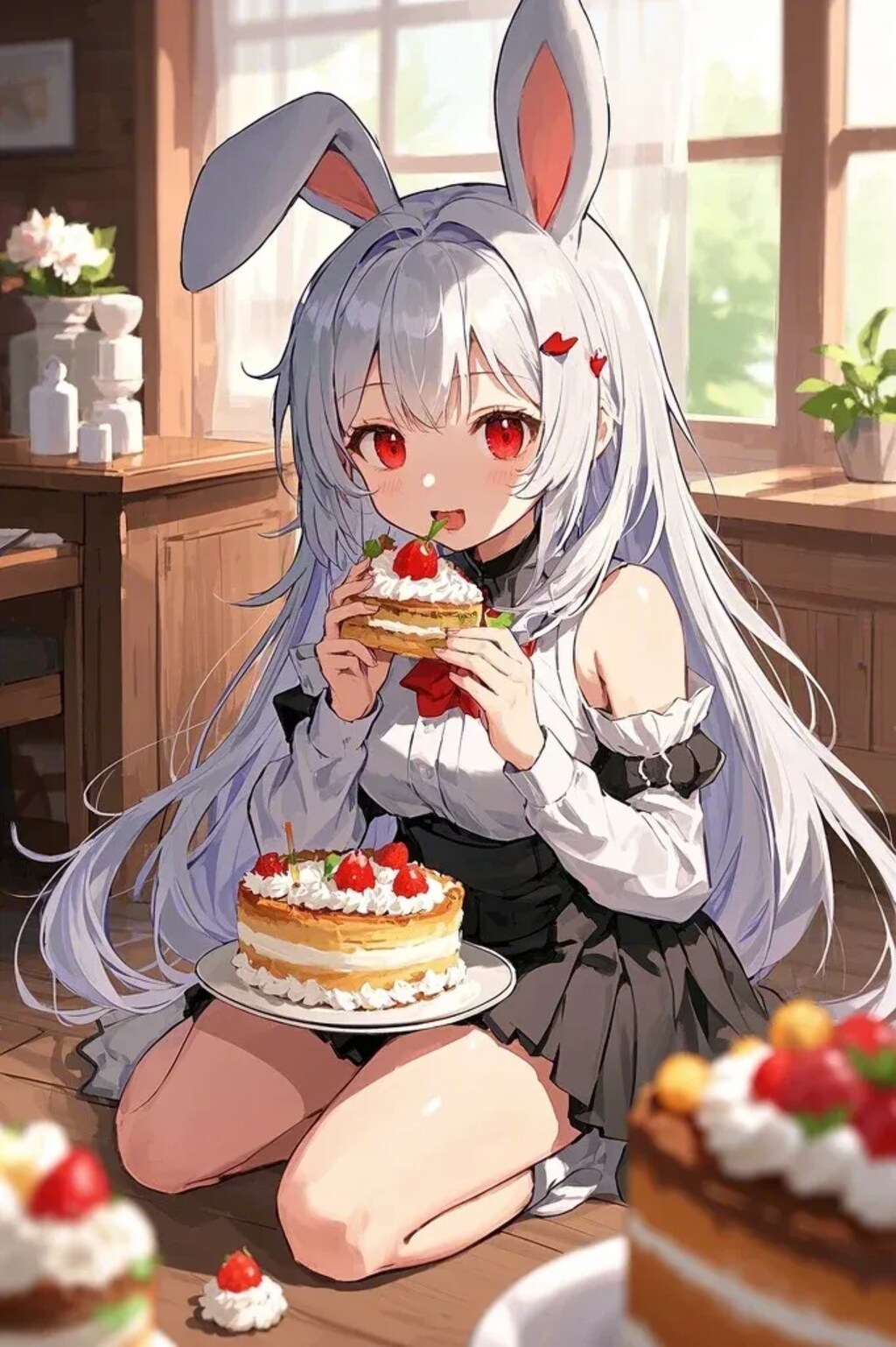 ポンコツウサギが一人でケーキを食べた結果(^^;;