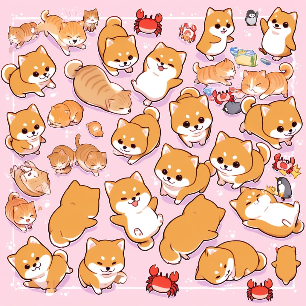 柴犬とペンギンとカニと猫