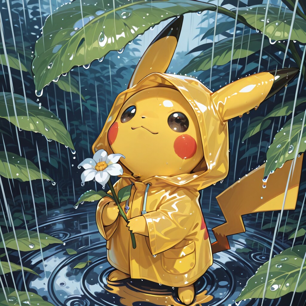 雨がいっぱい降るピカ