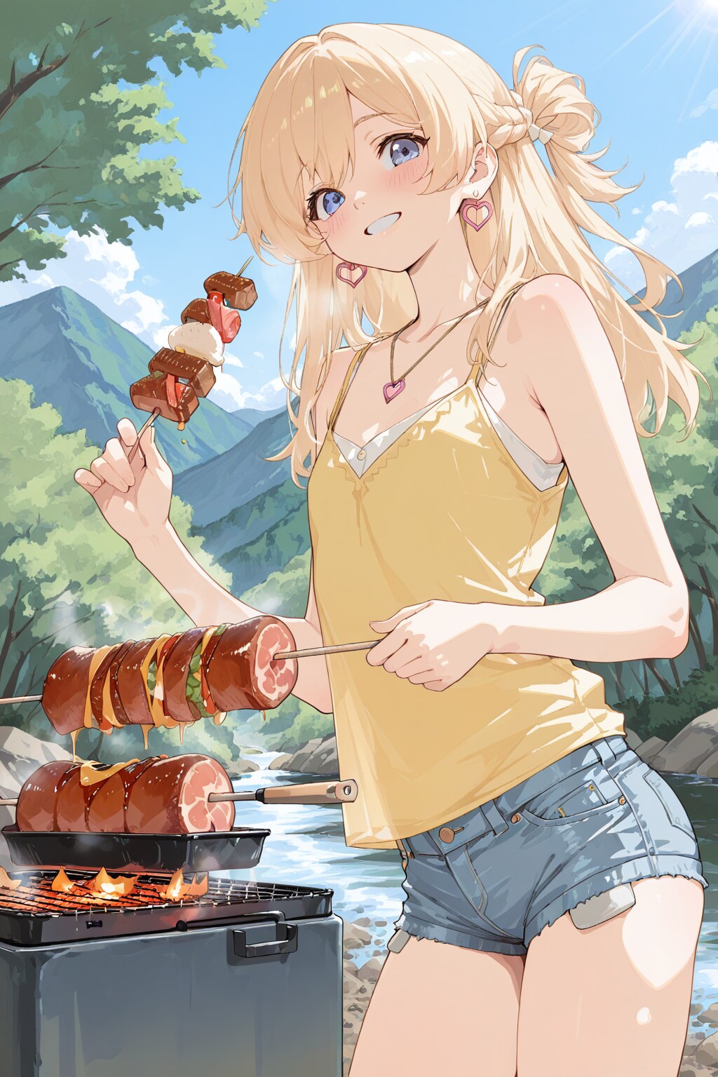 渓流でBBQ