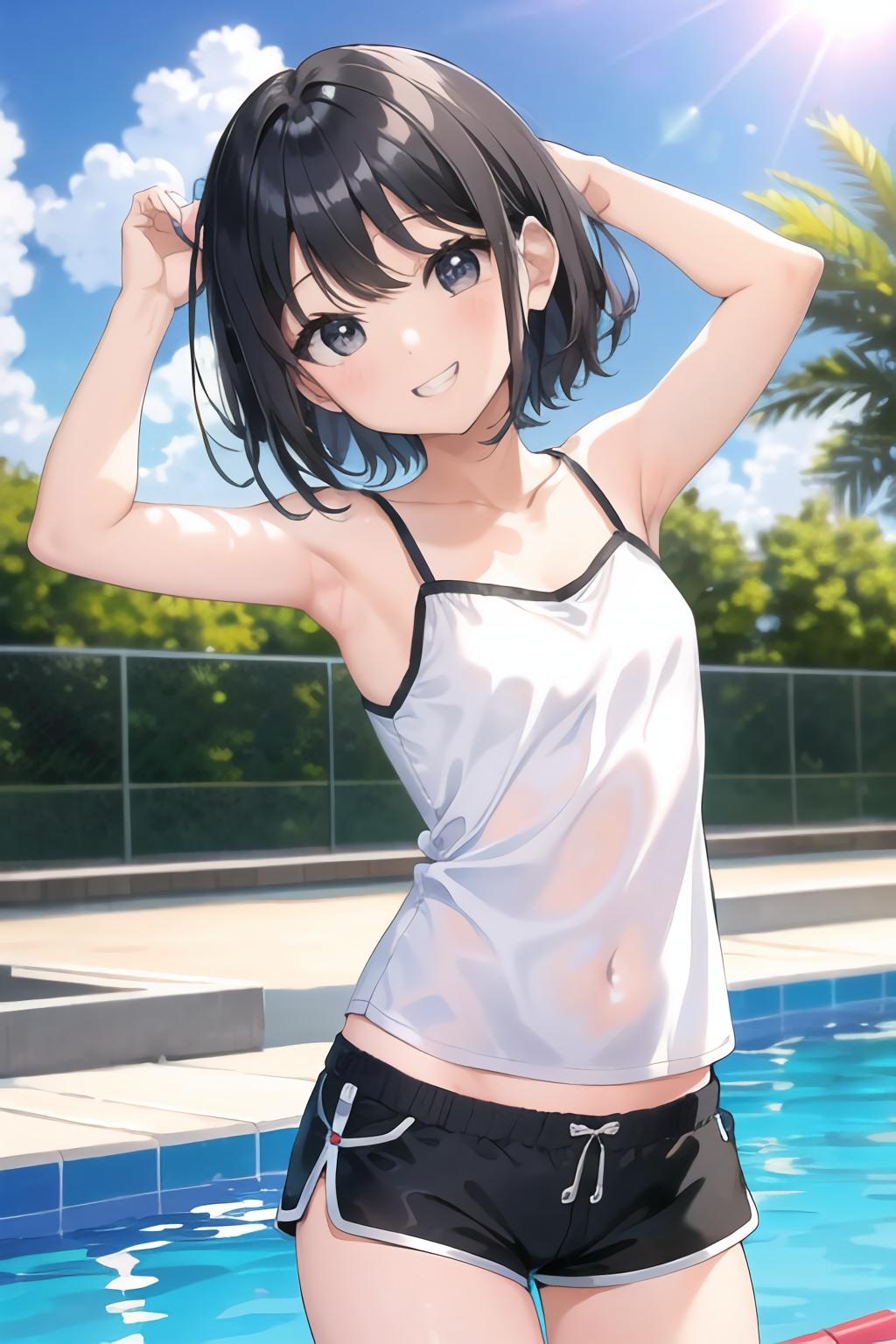 水着なしでプール