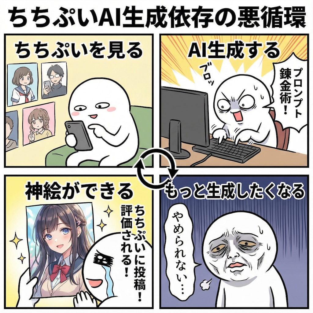 ◯◯依存の悪循環画像もできる、Geminiならね！