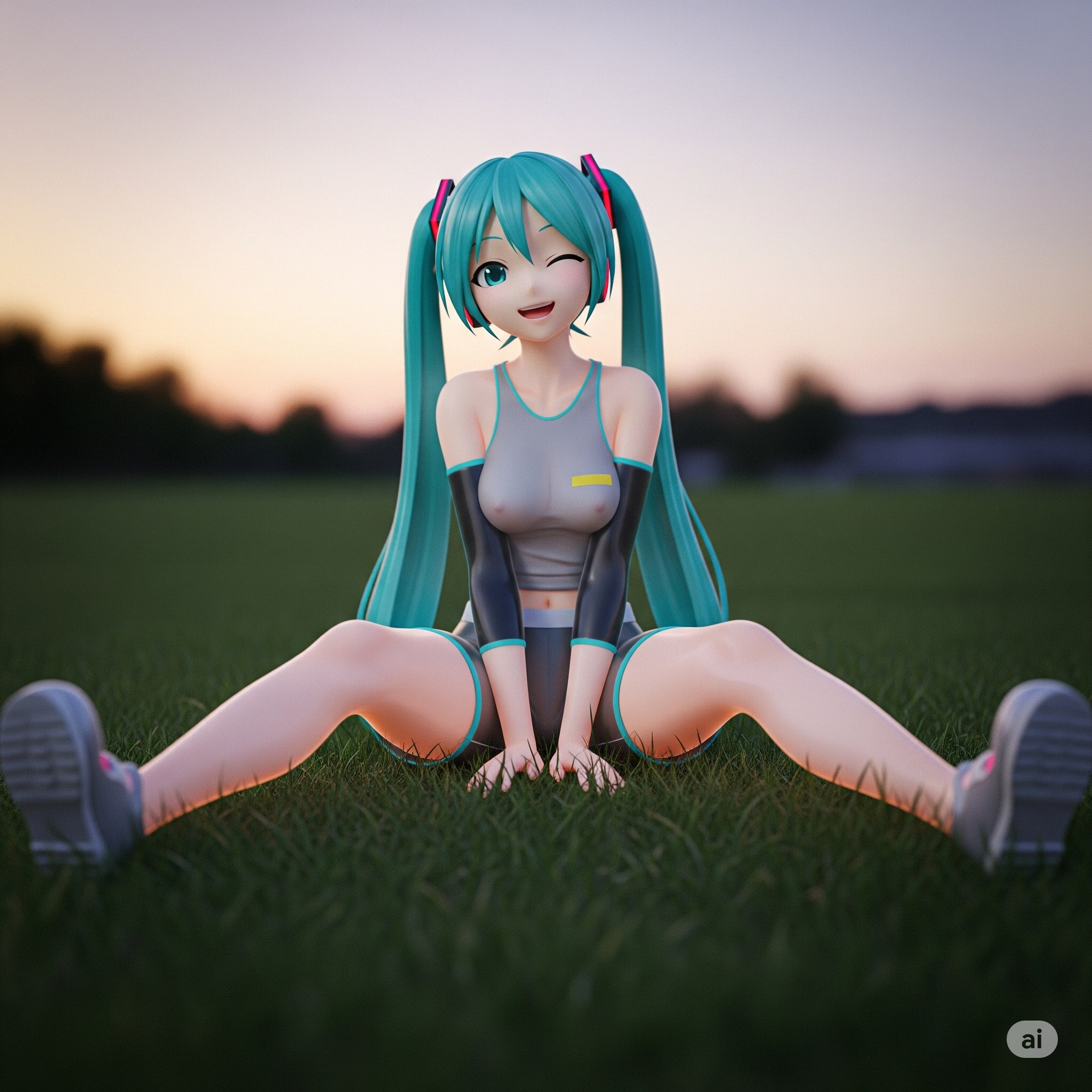 草原にミクさん