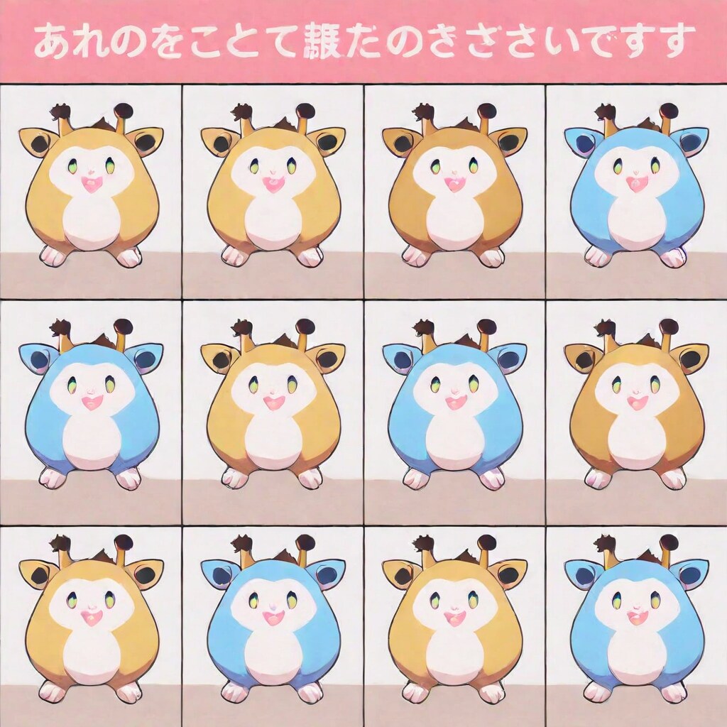 新モデルAURAで漫画っぽいキリン着ぐるみちび子ちゃん