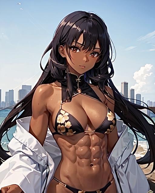 はだけ過ぎた褐色和装美女