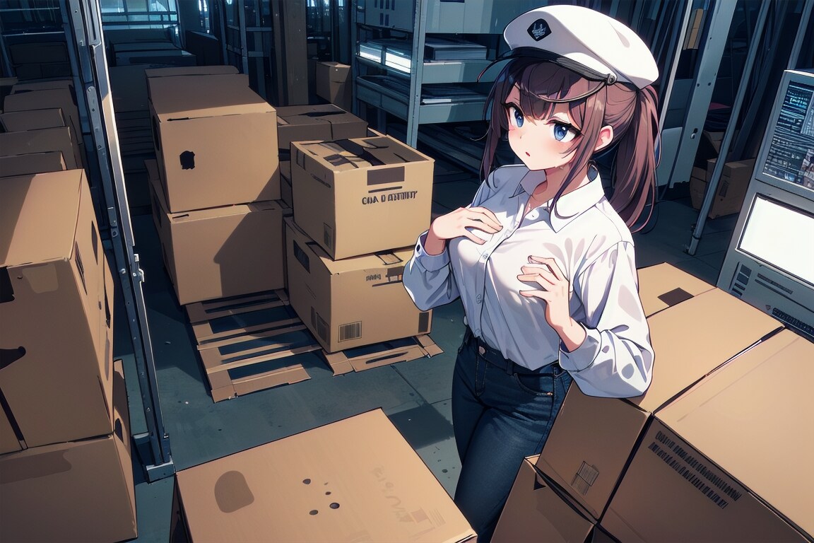 荷物仕分けのお姉さん
