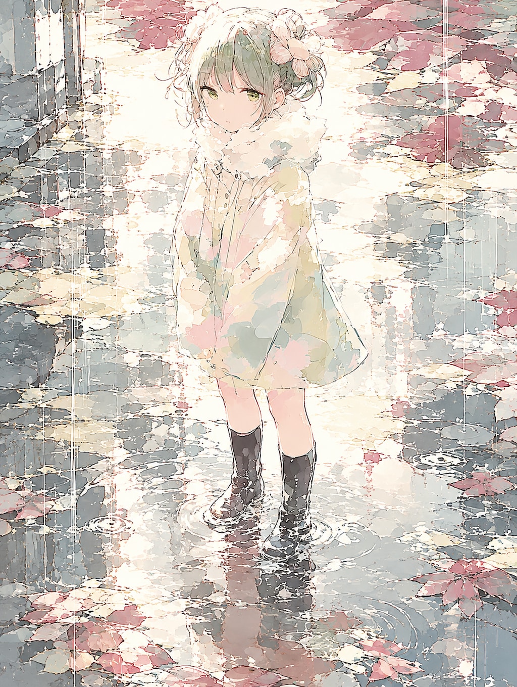 雨の中の少女