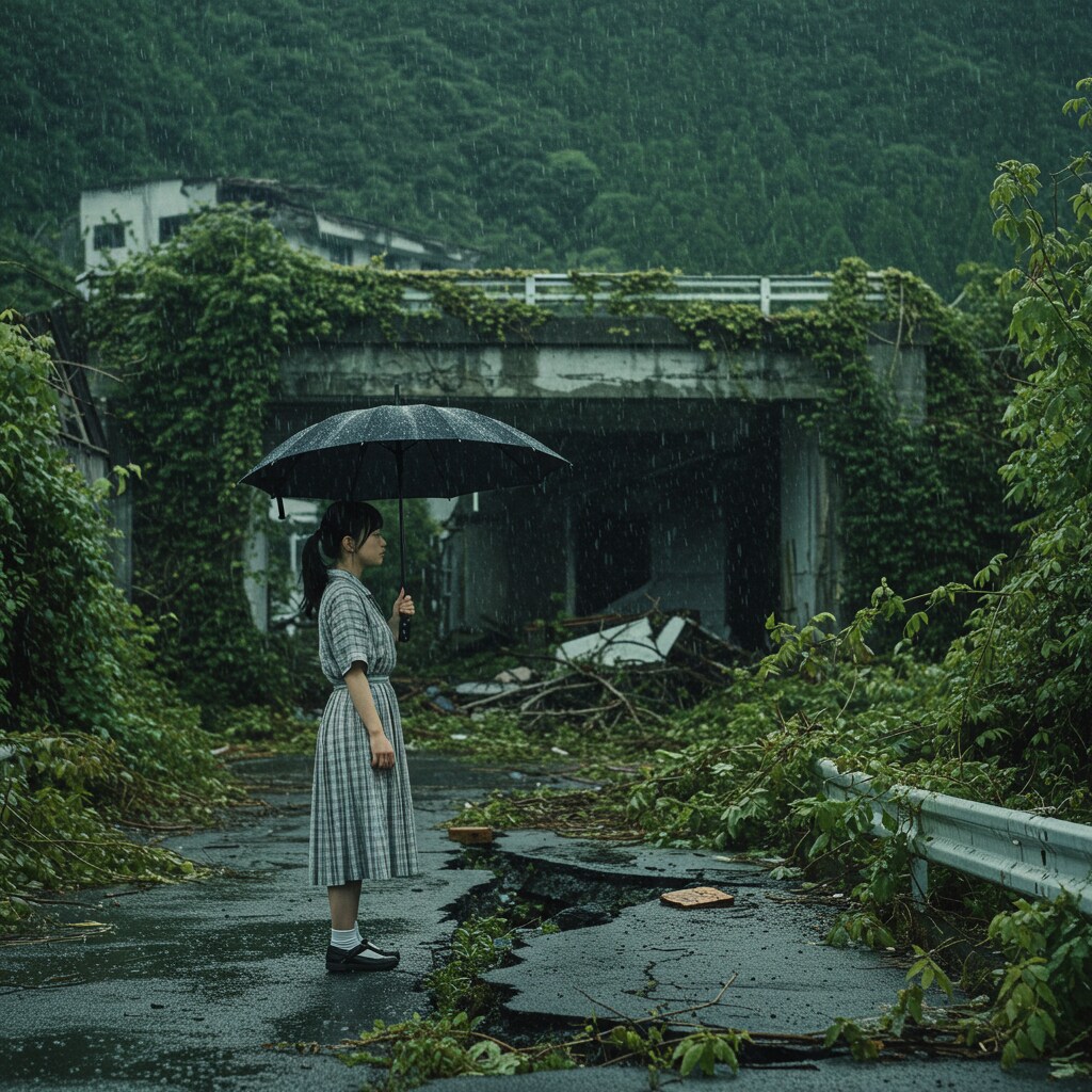 雨の廃墟