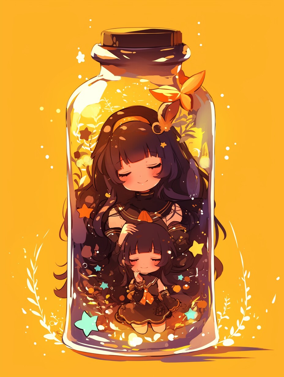 「瓶詰の少女」黄111 | の人気AIイラスト・グラビア