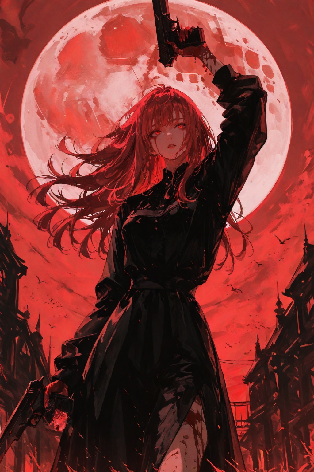 赤い月夜のハンター | の人気AIイラスト・グラビア