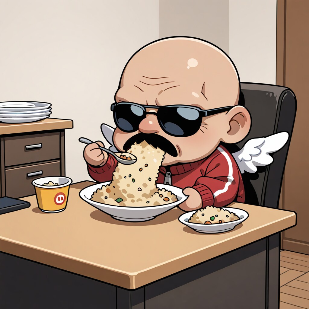 MOKAのチャーハンを食べる小さいおっさん | の人気AIイラスト・グラビア