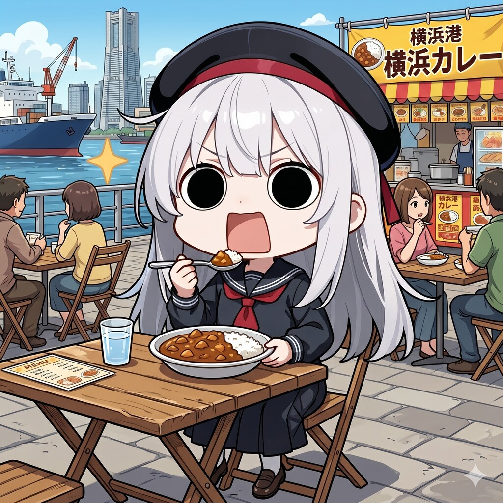 横浜カレーを頂くえらいこっちゃ嬢