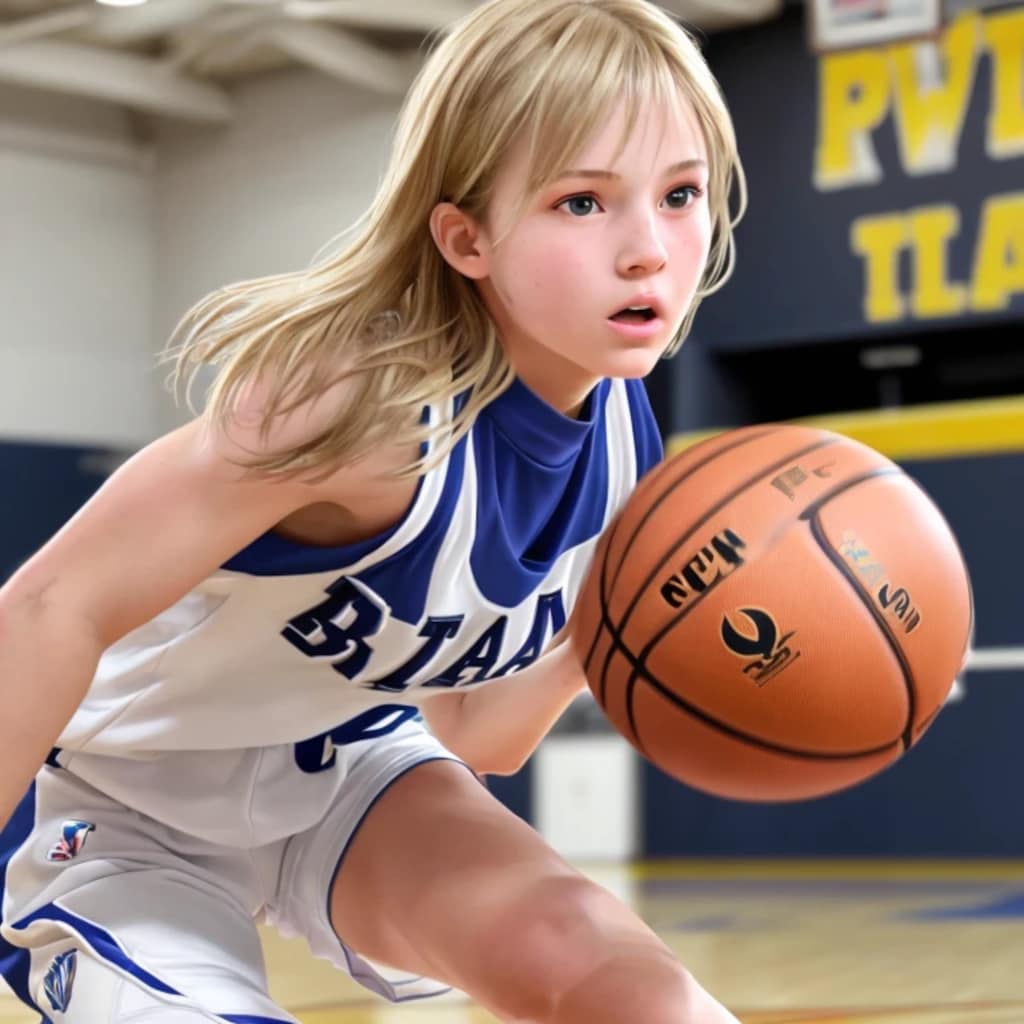 金髪ロングでユニフォームの美女４