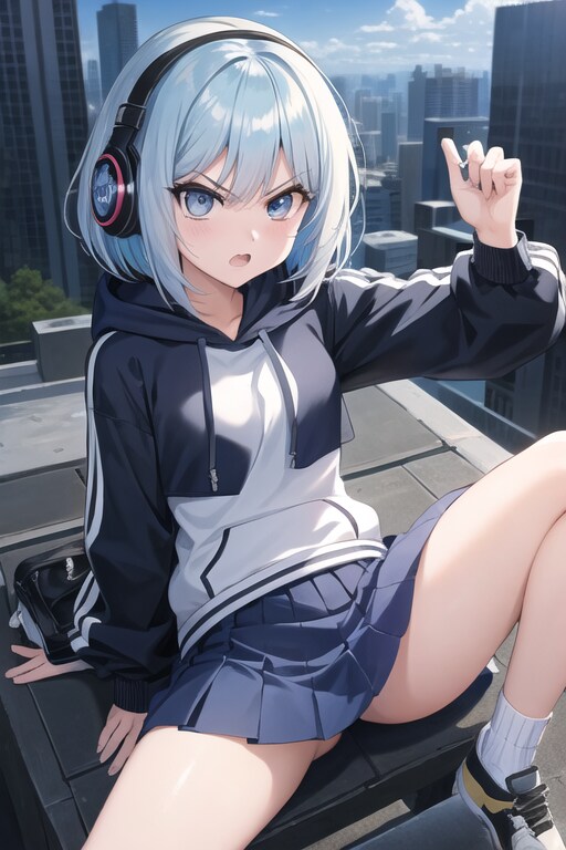 ヘッドフォンパーカー女子mmm